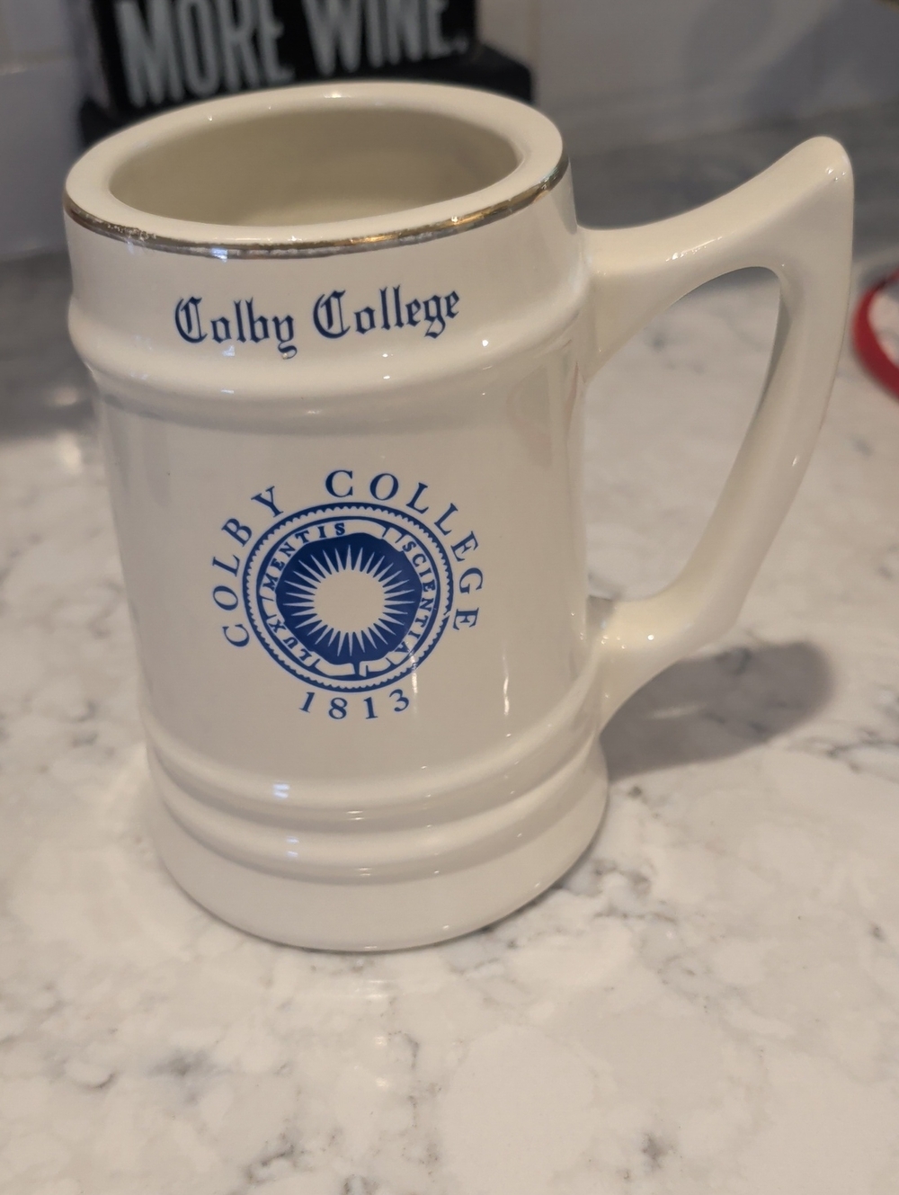 Vintage White Ceramic Colby College Mug